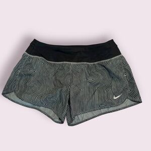 Nike Black and White Striped Dri-FIT Running Shorts - Size S